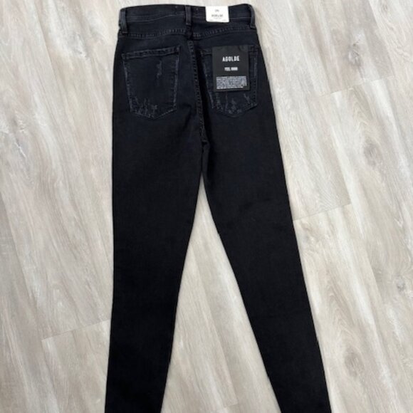 Agolde Feel Good Super High Rise Distressed Skinny Jeans | Size 24 | Black NWT - Picture 3 of 6